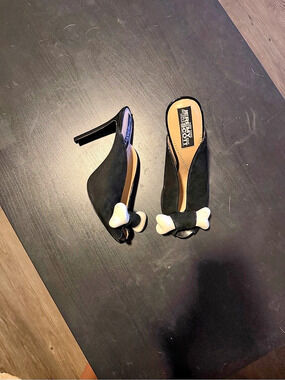 Jeremy Scott x adidas Bone Heels Bone Bow mule Heels Black & White US 7.5